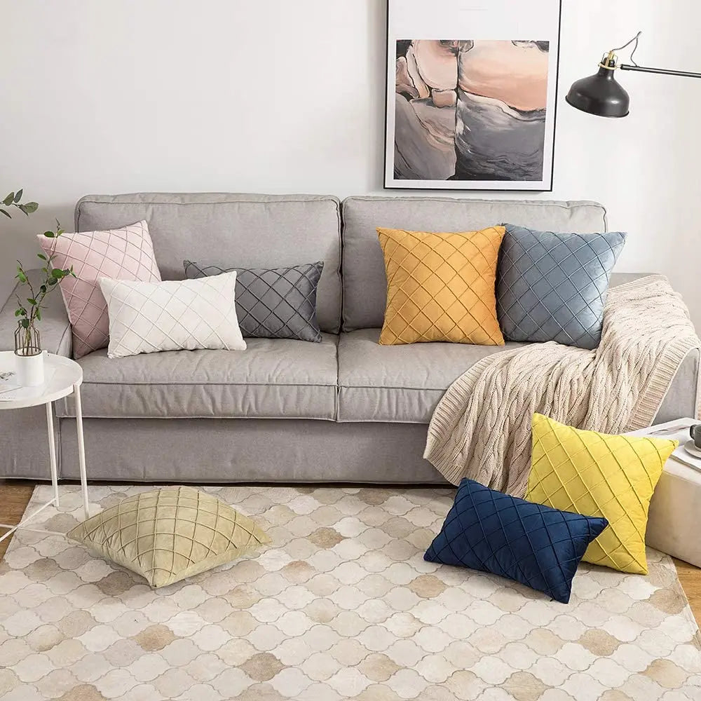 Funda de cojín de terciopelo suave, Funda geométrica Cojin de 45 × 45cm, Funda de almohada decorativa para muebles de Patio para sofá y balcón