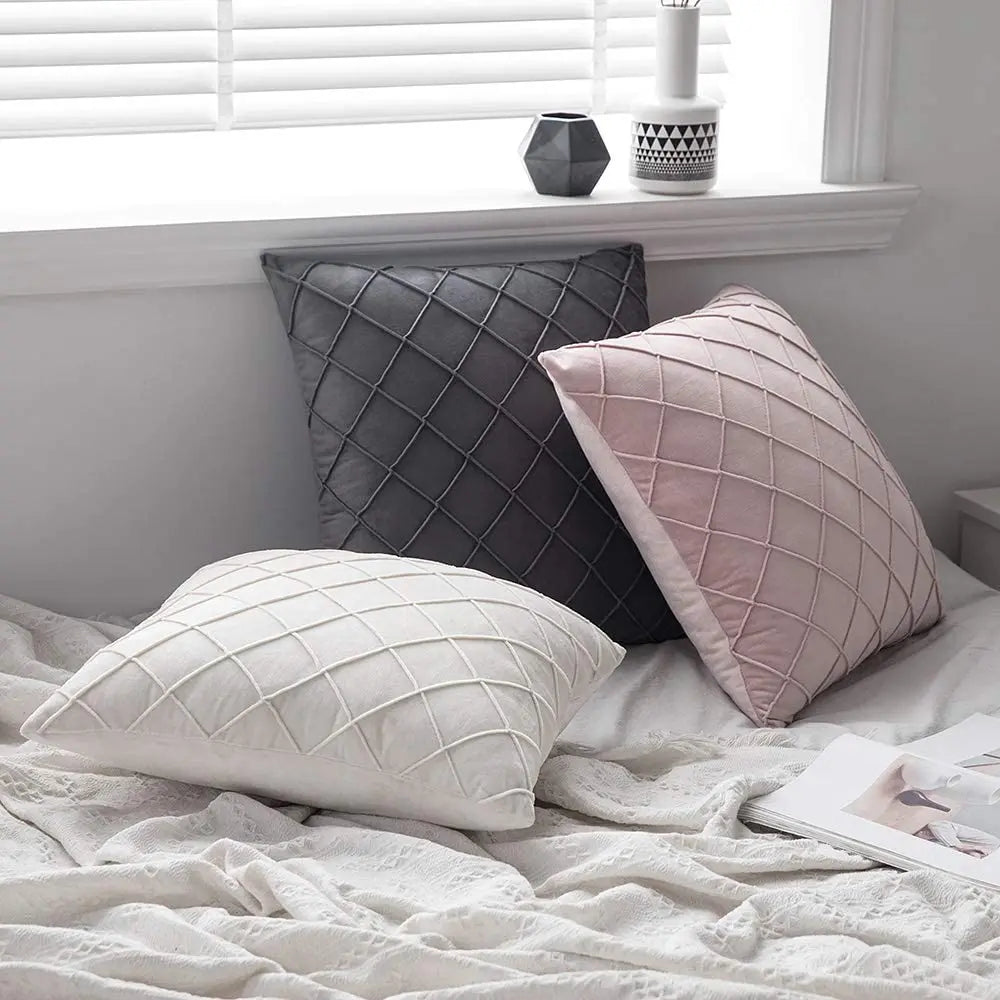 Funda de cojín de terciopelo suave, Funda geométrica Cojin de 45 × 45cm, Funda de almohada decorativa para muebles de Patio para sofá y balcón
