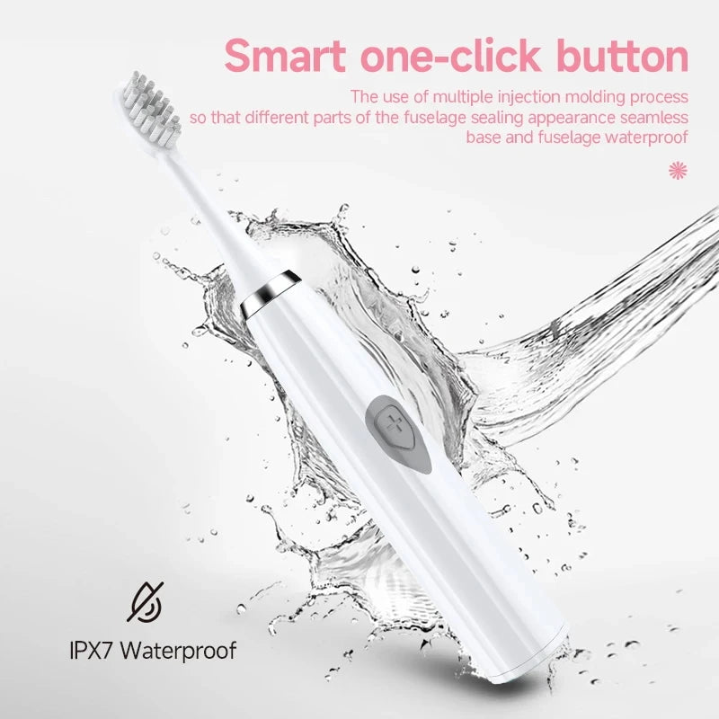 Cepillo de dientes eléctrico para adultos, cerdas suaves DuPont, batería portátil, IPX7, resistente al agua, inteligente, eficaz, cuidado bucal