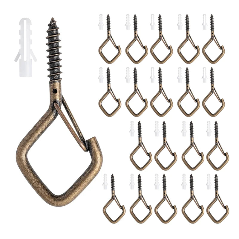 Q-ganchos de suspensión para exteriores, ganchos de tornillo para cadena de luces al aire libre, ganchos de tornillo con hebilla de seguridad, para plantas colgantes, 10/20 piezas
