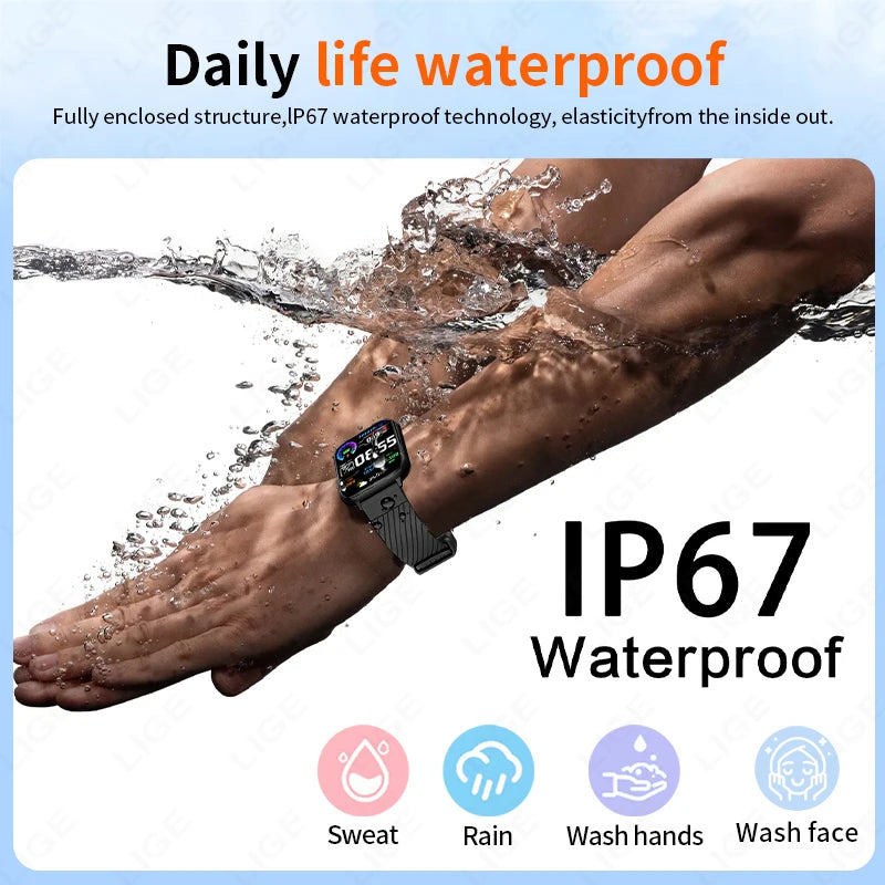 LIGE, nuevos relojes inteligentes con llamadas Bluetooth, reloj de pulsera para mujer, relojes deportivos para Fitness, reloj inteligente resistente al agua IP67 para iPhone, Android, iOS