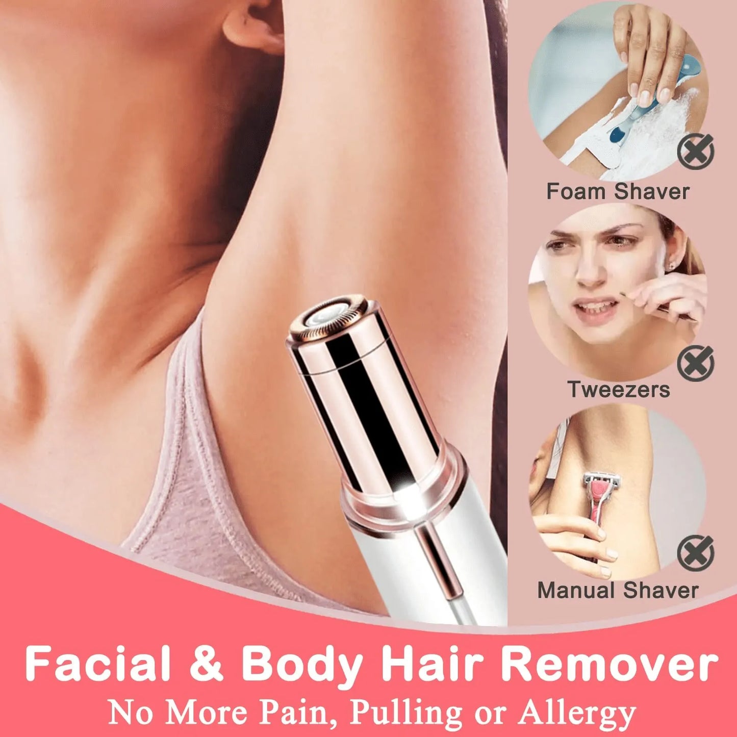 Depiladora eléctrica portátil en forma de lápiz labial para mujer, depilación Facial indolora y efectiva, herramienta de afeitadora para el hogar