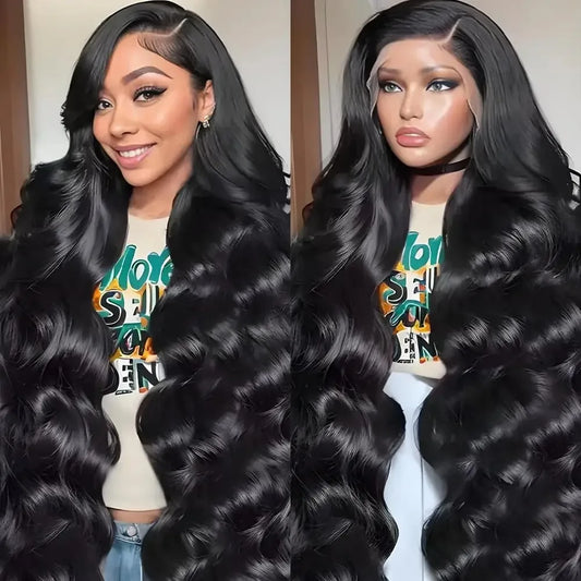Peluca de cabello humano ondulado de 40 pulgadas, 13x4 13x6, con encaje frontal transparente HD, pelucas de cabello humano con encaje frontal 360 para mujeres negras