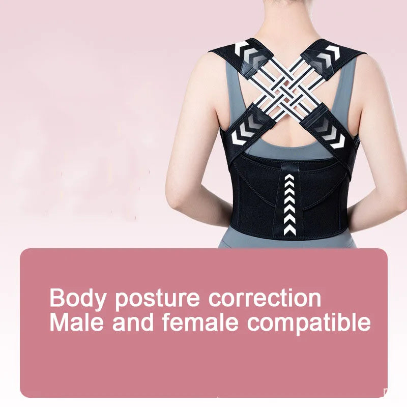 Corrector de postura: soporte ajustable para espalda de alineación de columna con correas transpirables, para soporte superior de la espalda y alivio de la cifosis