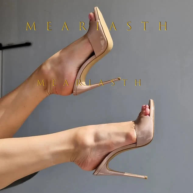 Sandalias de tacón de charol rojo, Sandalias poco profundas sin cordones, tacones sexis sólidos, zapatos de tacón de aguja de verano de 10CM, Sandalias con punta abierta y una correa