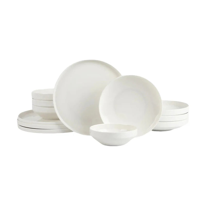 SOLECASA, juegos de vajilla de porcelana de 3/12 piezas, cuencos y platos blancos, plato resistente a los arañazos, cuenco de cerámica, plato de cena de espagueti