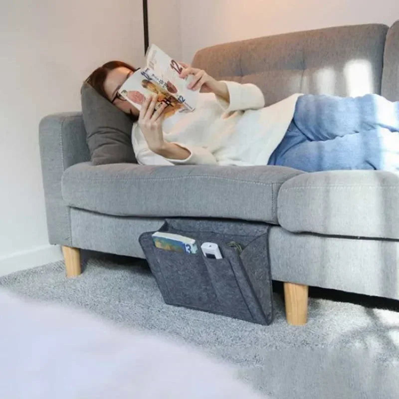 Caja de Almacenamiento Colgante de Fieltro para Dormitorio, Sofá, Alfombra, para Guardar Contenido como CDs, Revistas, Papelería, Blocs de Notas, Teléfonos Móviles y Artículos Diversos