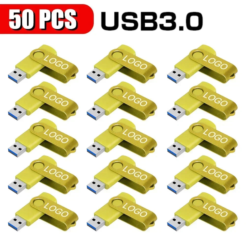 10/20/50 unids/lote unidad Flash USB 3,0 nueva unidad de bolígrafo giratoria 8GB16GB32GB64GB logotipo personalizado gratis memoria Stick regalo de negocios creativo