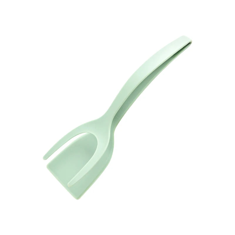 Nueva Espátula 2 en 1 con Pinzas, Espátula para Voltear Huevos, Espátula de Nailon con Revestimiento Antiadherente, Herramienta para Hacer Panqueques, Pescado, Tostadas Francesas y Omelettes