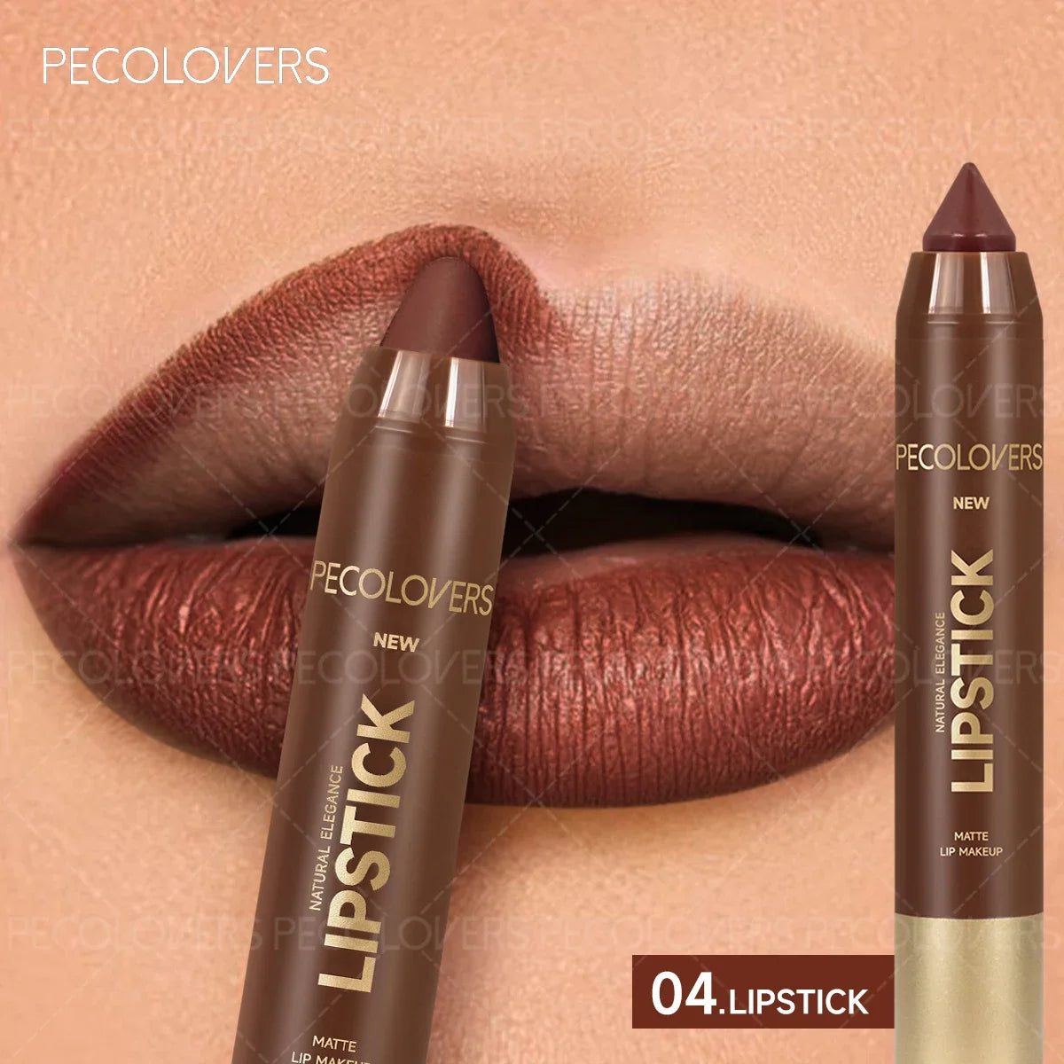 Delineador de labios y lápiz labial 2 en 1 (1 unidad): acabado mate, para definir el contorno de labios, se adapta a estilos de maquillaje de otoño e invierno