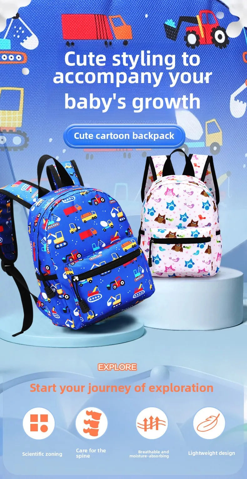Mochila Infantil de Dibujos Animados, Ligera, para Jardín de Niños y Escuela, con Protección Ergonómica para la Columna Vertebral, para Niños y Niñas, Estilo Casual y Moderno