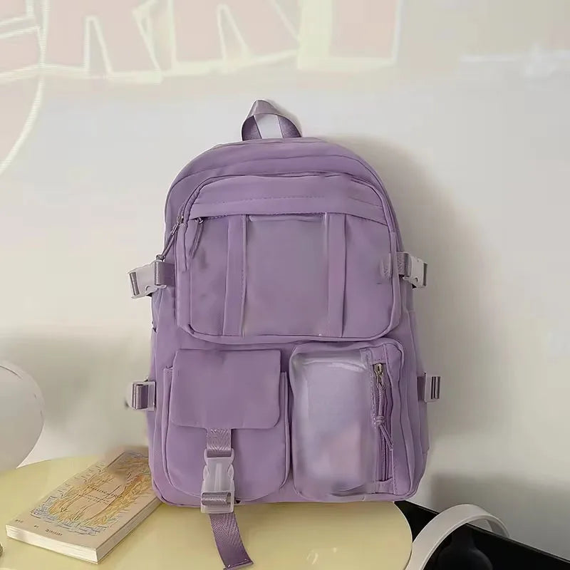Bolsas populares de la mochila del estudiante de secundaria de las muchachas del color púrpura rosado sin ninguna versión accessoria