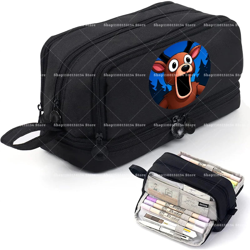 Estuches para lápices de 99 noches en los bosque, bolsas grandes para bolígrafos de dibujos animados, bolsa de lápices multicapa de Anime para niños y niñas, suministros de papelería escolar