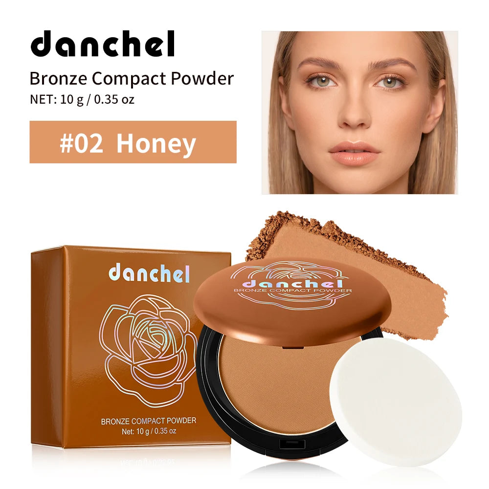 Polvo Compacto Mate Bronceado de Larga Duración, Control de Grasa, Define el Contorno Facial, Polvo Fijador con Acabado Mate Suave, Maquillaje Coreano