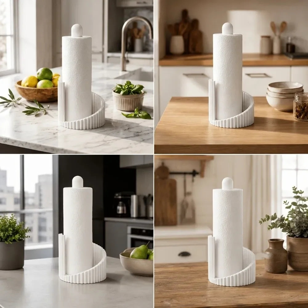 Dispensador de toallas de papel para impresión 3D, de pie, estable, para la cocina, que ahorra espacio y ofrece un sistema sencillo para guardar rollos de papel.