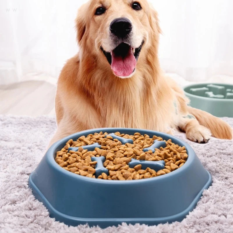 Cuenco de comida lenta para mascotas, alimentador antiasfixia, plato de plástico PP, plato para comer para perros en casa, suministros de alimentación antiolpes