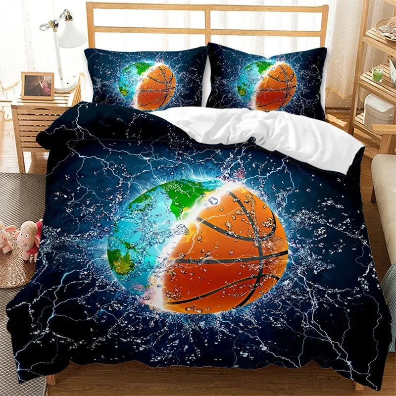 Funda nórdica de baloncesto, juego de cama deportivo para juegos, funda de edredón para jugadores de baloncesto, dormitorio para adolescentes y adultos
