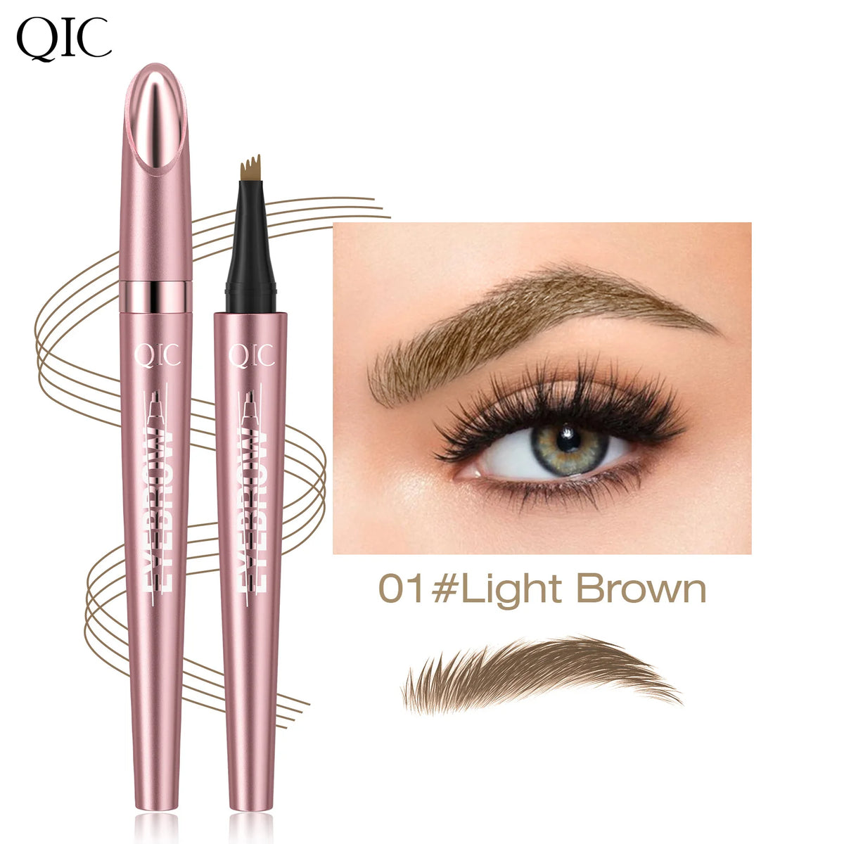 Lápiz de cejas con punta de 4 horquillas, Microblading 3D, resistente al agua, Color marrón oscuro, Color Natural, lápiz mágico para cejas de trazo fino, novedad de 2024