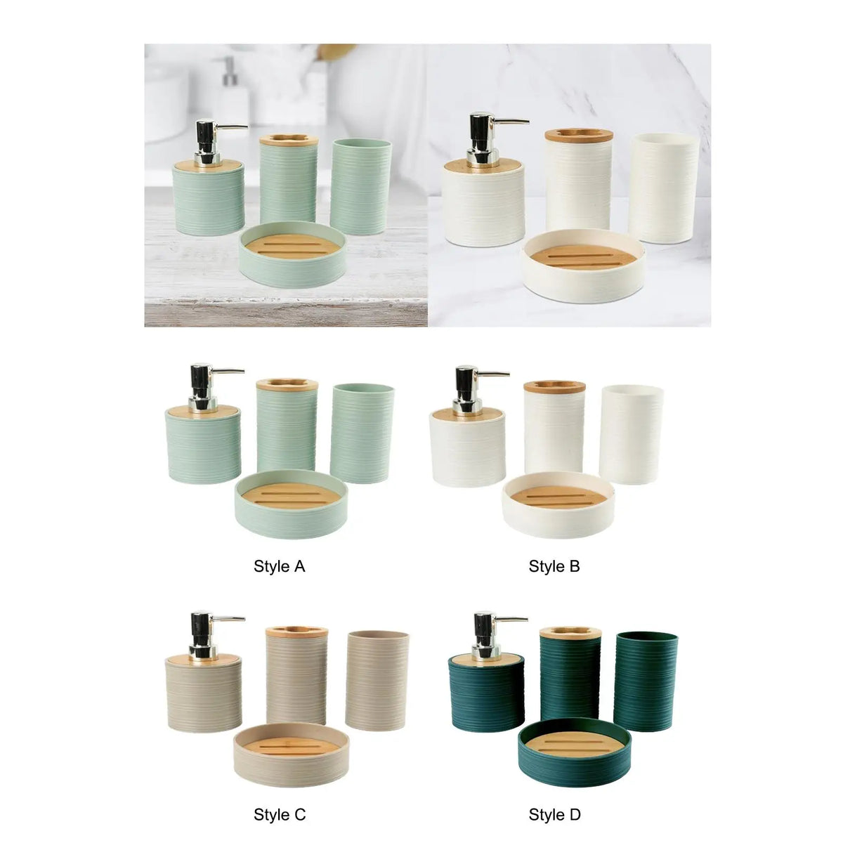 Suministros de baño de bambú para lavado de baño, estante de almacenamiento para el baño, juego de soporte para cepillos de dientes, taza para enjuague bucal, tocador, 4 Uds.