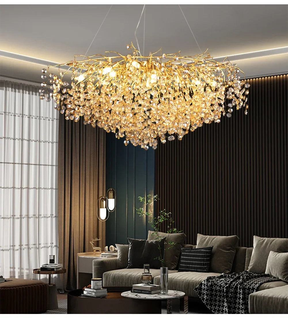 Candelabro de techo moderno para sala de estar, lámpara colgante de cristal de lujo para decoración Interior de Hotel y cocina, accesorio de iluminación