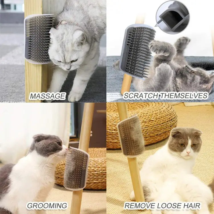 Peine de masaje para rascar gatos, cepillo para rascar esquinas con hierba gatera, peine para quitar mascotas para depilación, aseo
