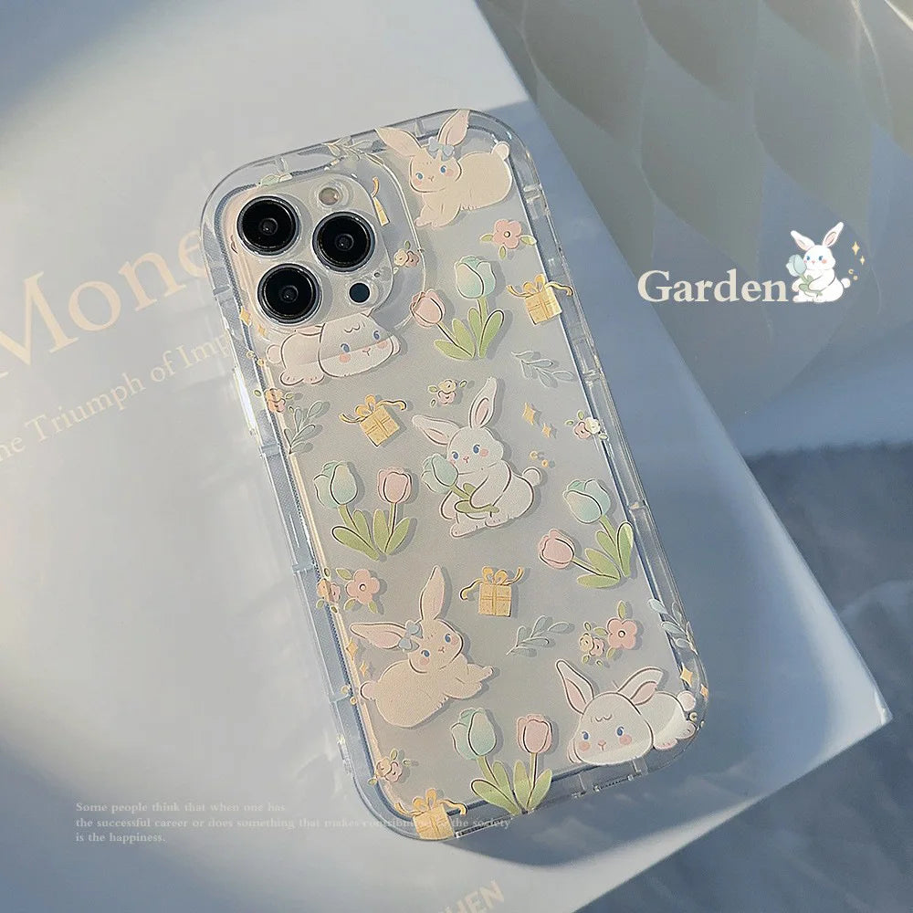Funda de teléfono con estampado de conejito para Samsung Galaxy S25 S24 S23 S22 S21 S20 Plus Ultra FE A73 A72 A71 A52 A51 A32 Note 20 Airbag