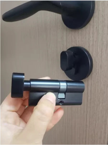 Cilindro de cerradura europeo 60 70 80 90 100MM de longitud totalmente de cobre negro empuje simple/doble abierto con cilindro de cerradura de perilla