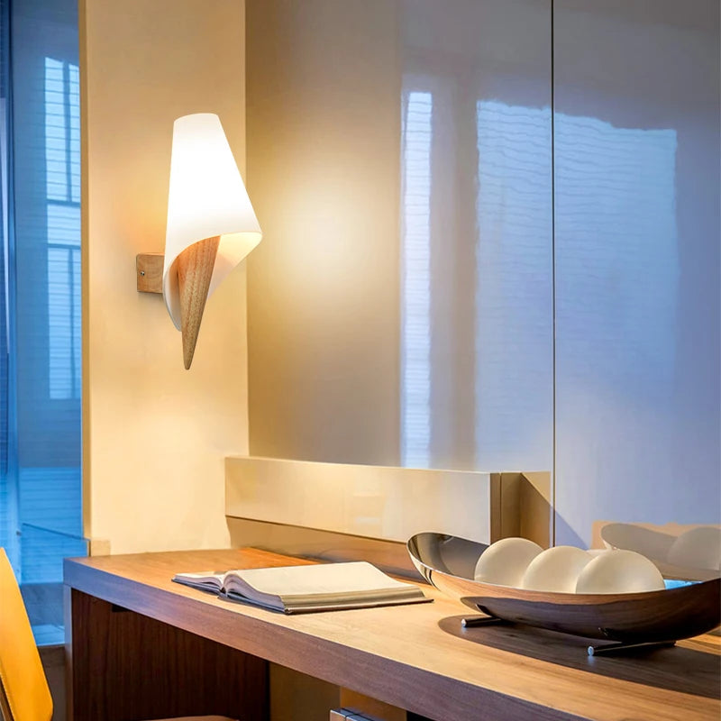 Lámparas de pared LED modernas, luces de madera para dormitorio, mesita de noche, escaleras, pasillo, aplique de iluminación montado Interior, accesorios de iluminación para decoración del hogar