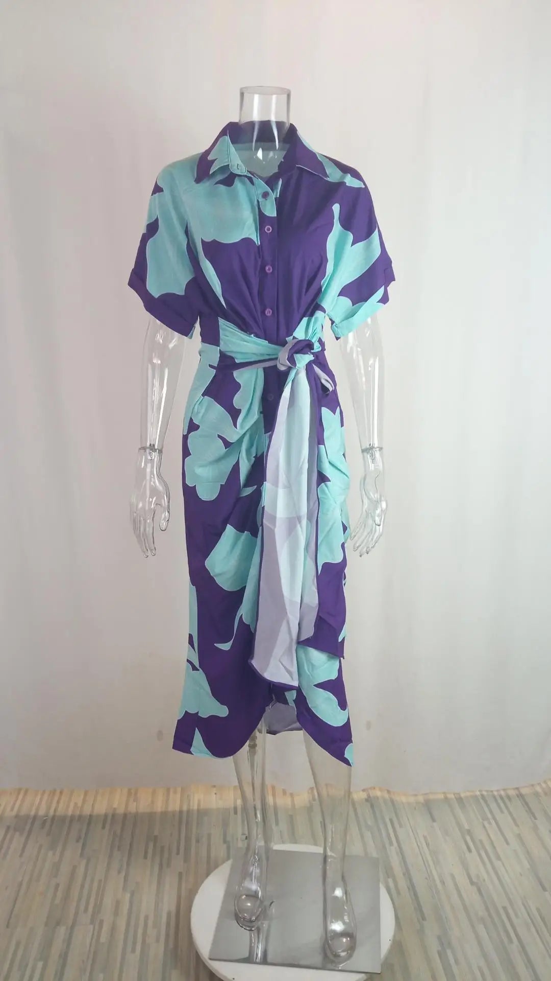 Vestidos Elegantes para Mujer 2026: Vestido de Mujer con Estampado Irregular, Cuello Solapa, Ajuste Delgado y Contraste, Ideal para el Trabajo y con un Toque de Temperamento.