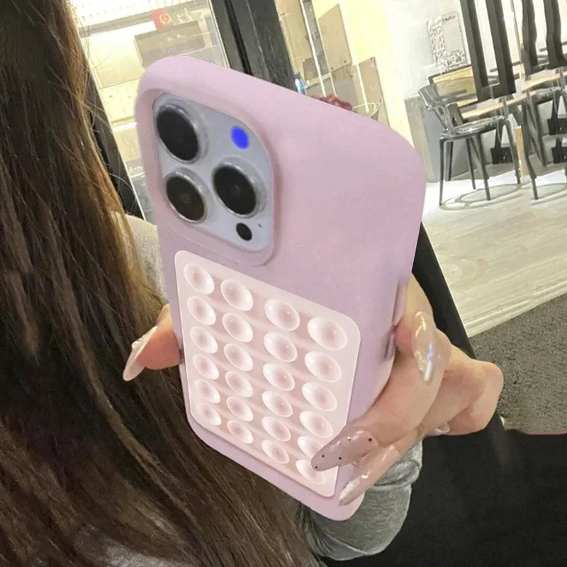 Funda para iPhone 17 16 15 Pro Plus 14 13 12 11 Pro Max, Antigolpes, de Lujo, con Soporte de Succión 3D, Diseño Litchi