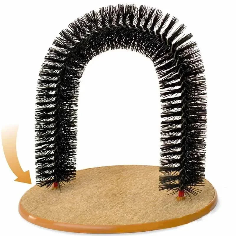 Arco de Juguete para Gatos con Cepillo de Masaje y Rascador, Juguete Interactivo para el Cuidado Felino