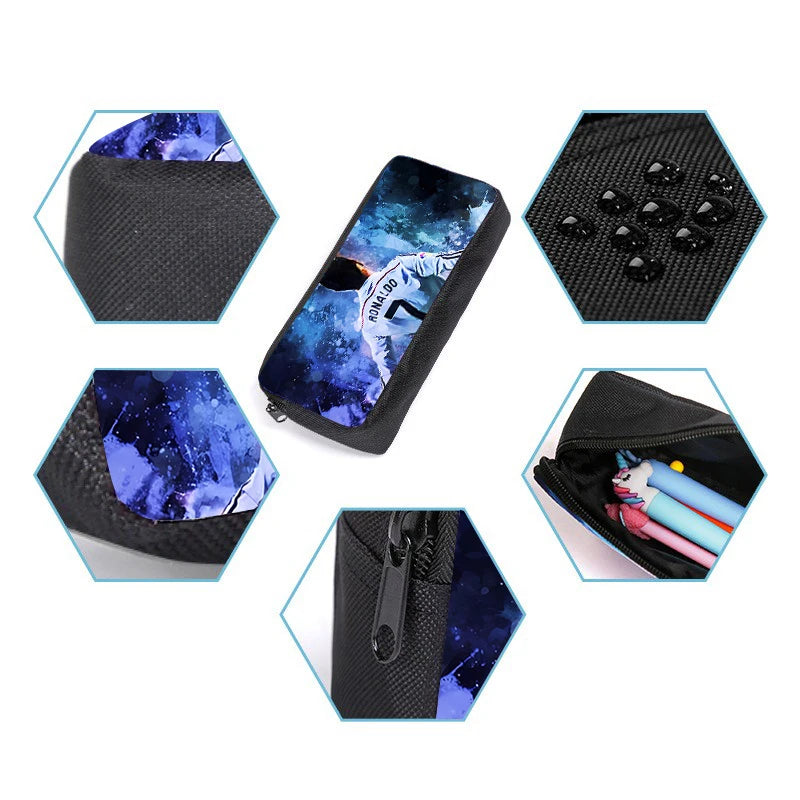 Juego de tres piezas de jugador de fútbol CR7, mochilas para niños y niñas, los mejores regalos, mochila escolar de dibujos animados en 3D para niños
