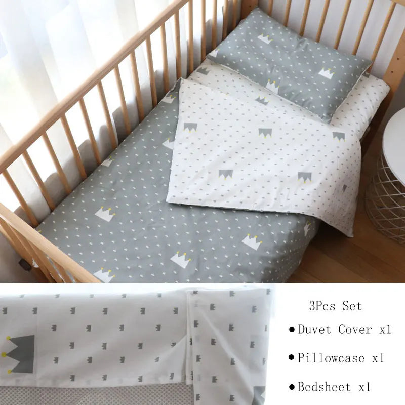 Juego de cama para cuna de bebé, ropa de cama de algodón, kit de cuna para niño y niña, incluye funda de almohada, funda nórdica, decoración para habitación de niños, 3 uds.