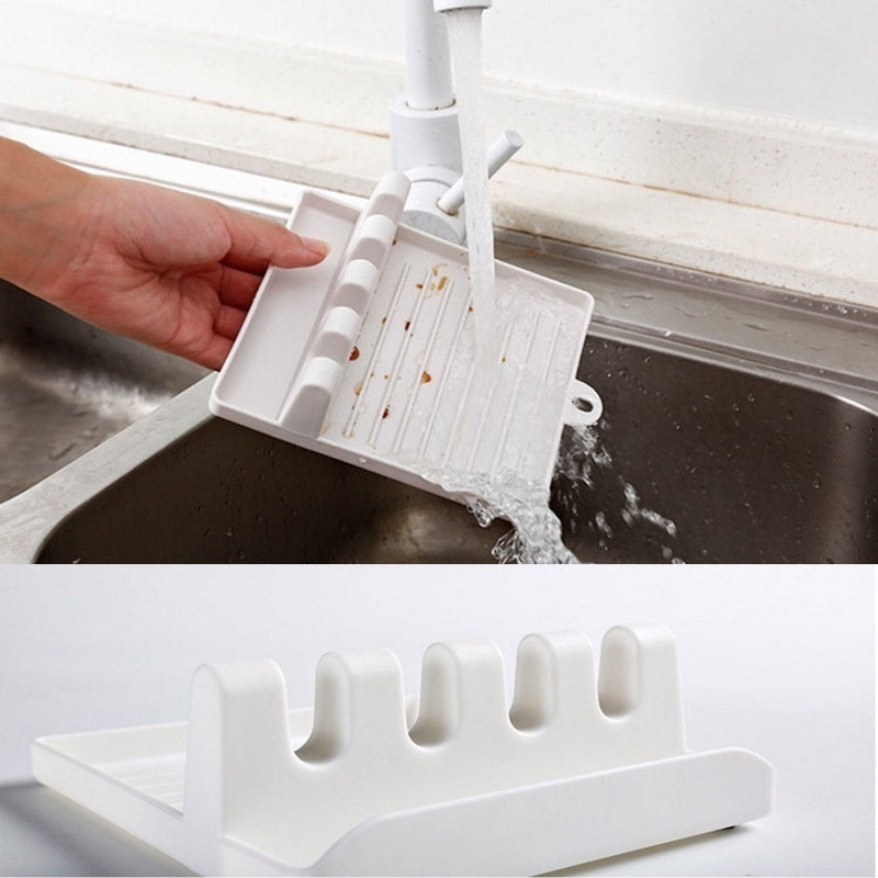 Soportes para cucharas de cocina, tenedor, espátula, estante, organizador, soporte para palillos de plástico, almohadilla antideslizante para cucharas
