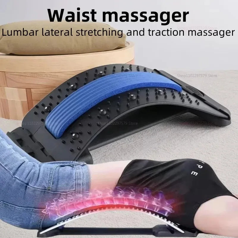 Equipo de estiramiento para espalda y cintura, tracción para espalda y estirador de espalda para yoga y fitness, masajeador de estiramiento de cintura