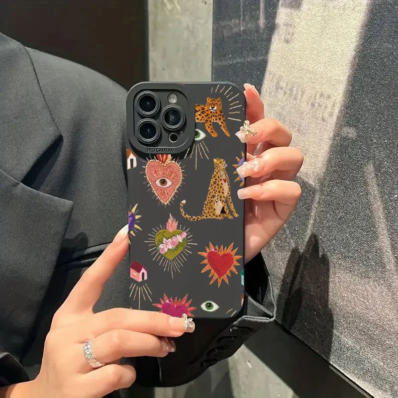 Funda de teléfono con ojos de leopardo florales para Xiaomi Mi 14T 13T 12T Pro 14 13 12 11 Lite 5G NE Poco F6 F5 X5 M6 X7 Pro funda suave de silicona