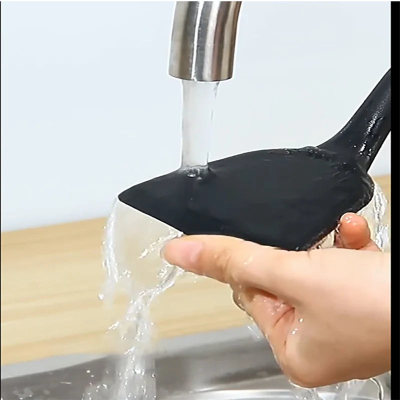 Juego de utensilios de cocina de silicona resistentes a altas temperaturas, pala con mango de madera, cuchara con fugas, herramienta, utensilio de cocina, accesorios para hornear