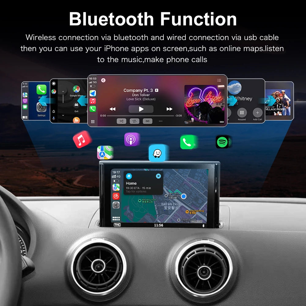 CarPlay inalámbrico para Audi A3 S3 8V Q2 2013-2018 Android Auto con tinta de espejo AirPlay cámara inversa funciones de navegación