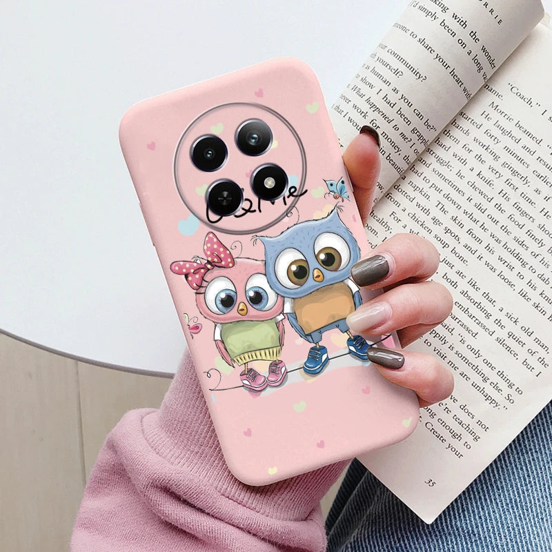 Funda para Realme 12 4G 12 + 13 + Plus 13 Pro + Plus 5G bonita funda trasera con forma de corazón y flor de silicona suave mate Fundas protectoras de dibujos animados