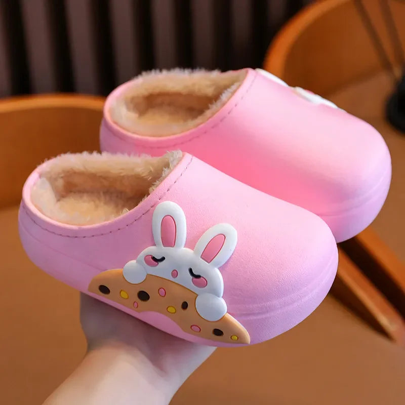 Zapatos de invierno para niños, zapatillas bonitas de dibujos animados, cálidas, impermeables, antideslizantes, para el hogar, para niña, niño, bebé, zapatos de algodón para padres e hijos