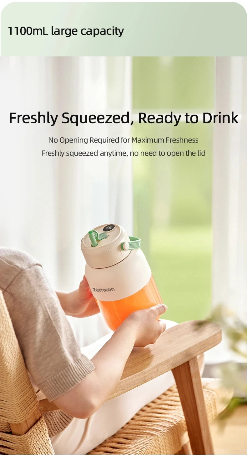 Exprimidor portátil de 1100ML, mezclador de frutas frescas, 26 cuchillas, exprimidor multifuncional recargable por USB, triturador de hielo, licuadora de batidos para el hogar