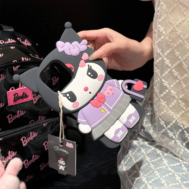 Funda de teléfono Kuromi con dibujos animados en 3D para iPhone 17 Pro17 16 15 14 13 12 11 Pro Max 16 Plus, fundas de teléfono de silicona suave a prueba de golpes