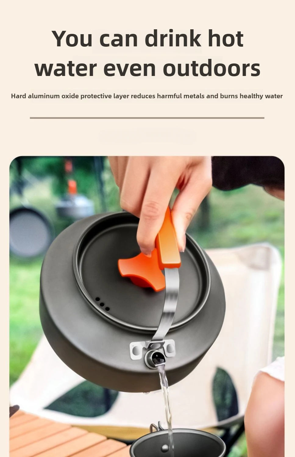 Utensilios de cocina para senderismo al aire libre, utensilios de cocina para acampar, tetera de agua hirviendo, equipo de sartén, olla portátil para acampar, juego combinado de suministros