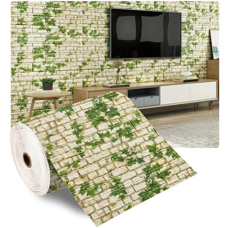Papel tapiz autoadhesivo de 70cm x 10m, decoración de papel tapiz de ladrillo de espuma antigua, pegatina de pared 3D impermeable para sala de estar y dormitorio