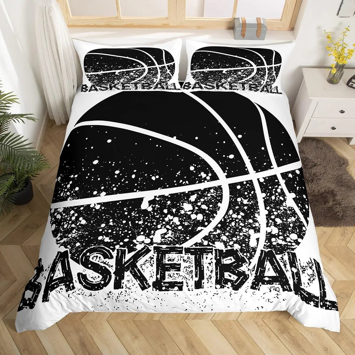 Funda nórdica de baloncesto, juego de cama deportivo para juegos, funda de edredón para jugadores de baloncesto, dormitorio para adolescentes y adultos