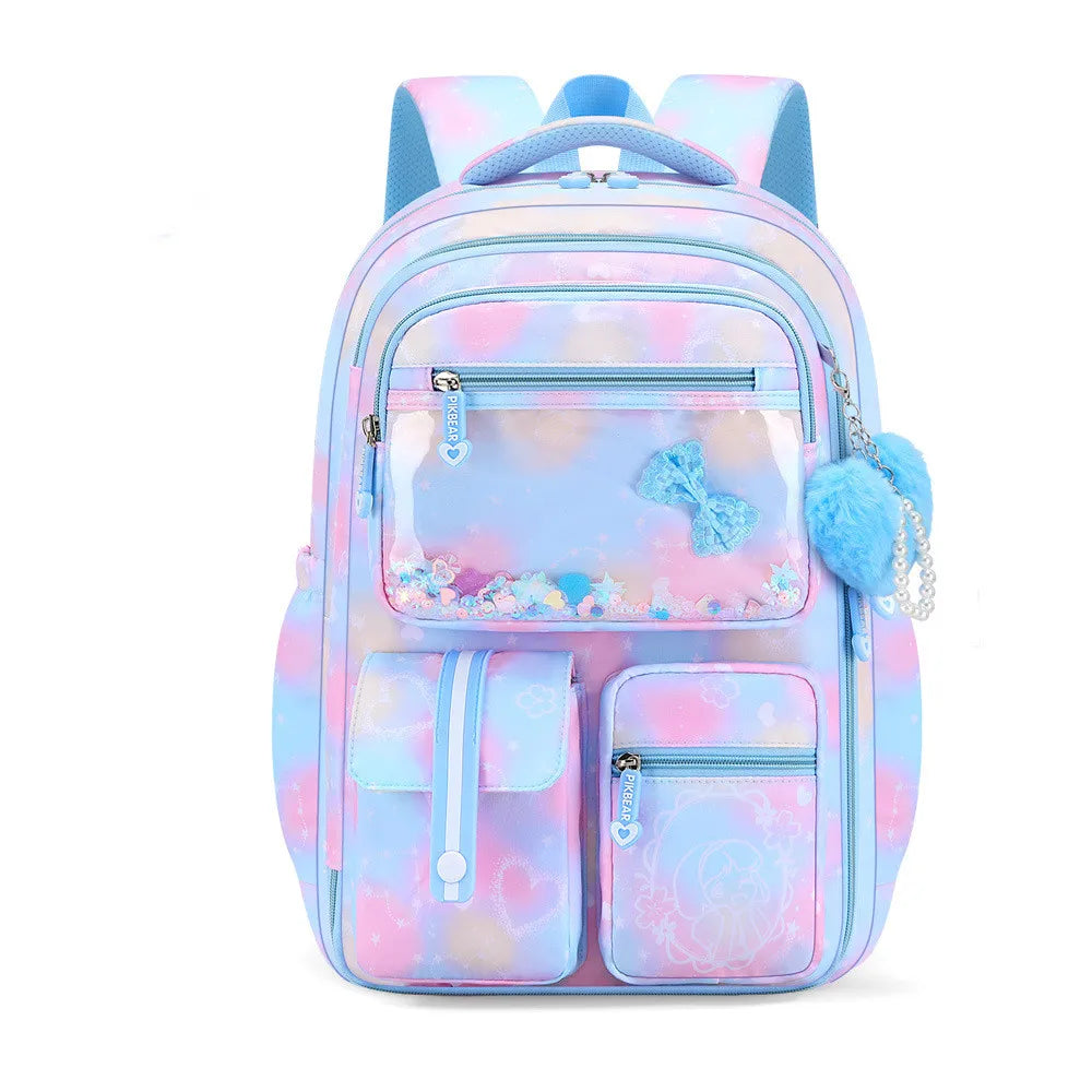 Mochila Escolar 2026 con Colgante de Amor, Juego de 3 Piezas, Decoración de Mariposas, Mochilas Escolares para Niñas, Estilo Princesa