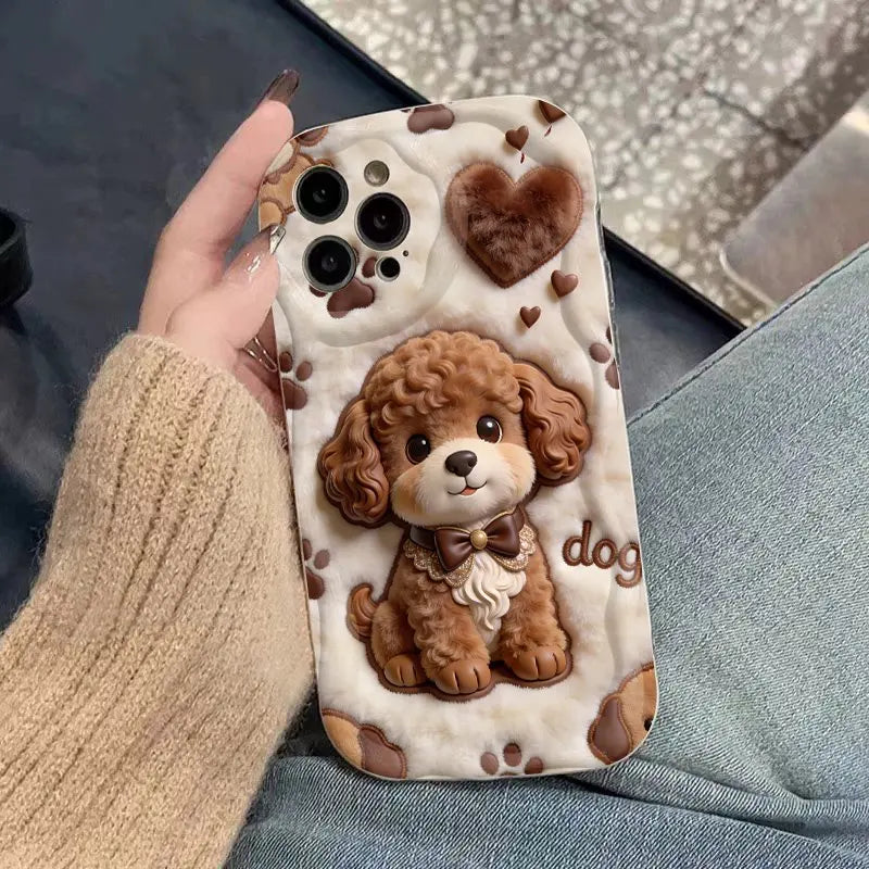Funda de teléfono con diseño de perro marrón para iPhone 17 16 15 14 11 12 13 Pro Max Plus Mini 16/17E 17 Air, a prueba de golpes, de silicona suave.