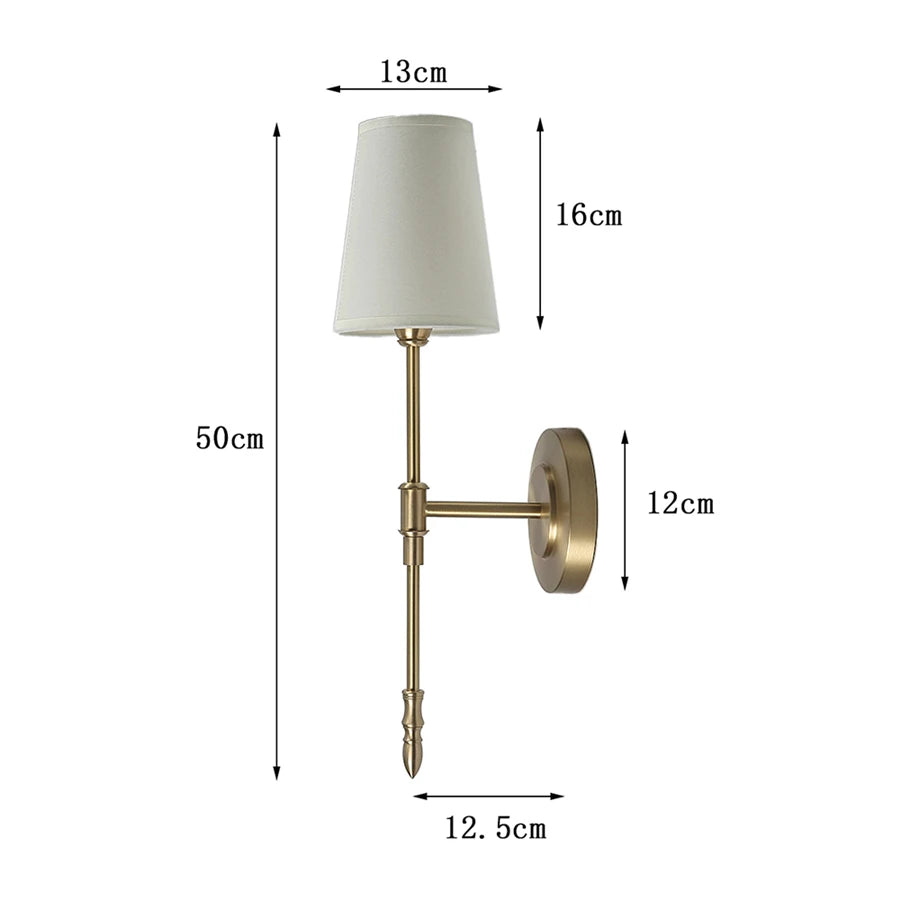 Lámpara de cobre clásica para pared, candelabro Retro para decoración del hogar, mesita de noche, dormitorio, pasillo, escaleras, luminaria interior, luces led