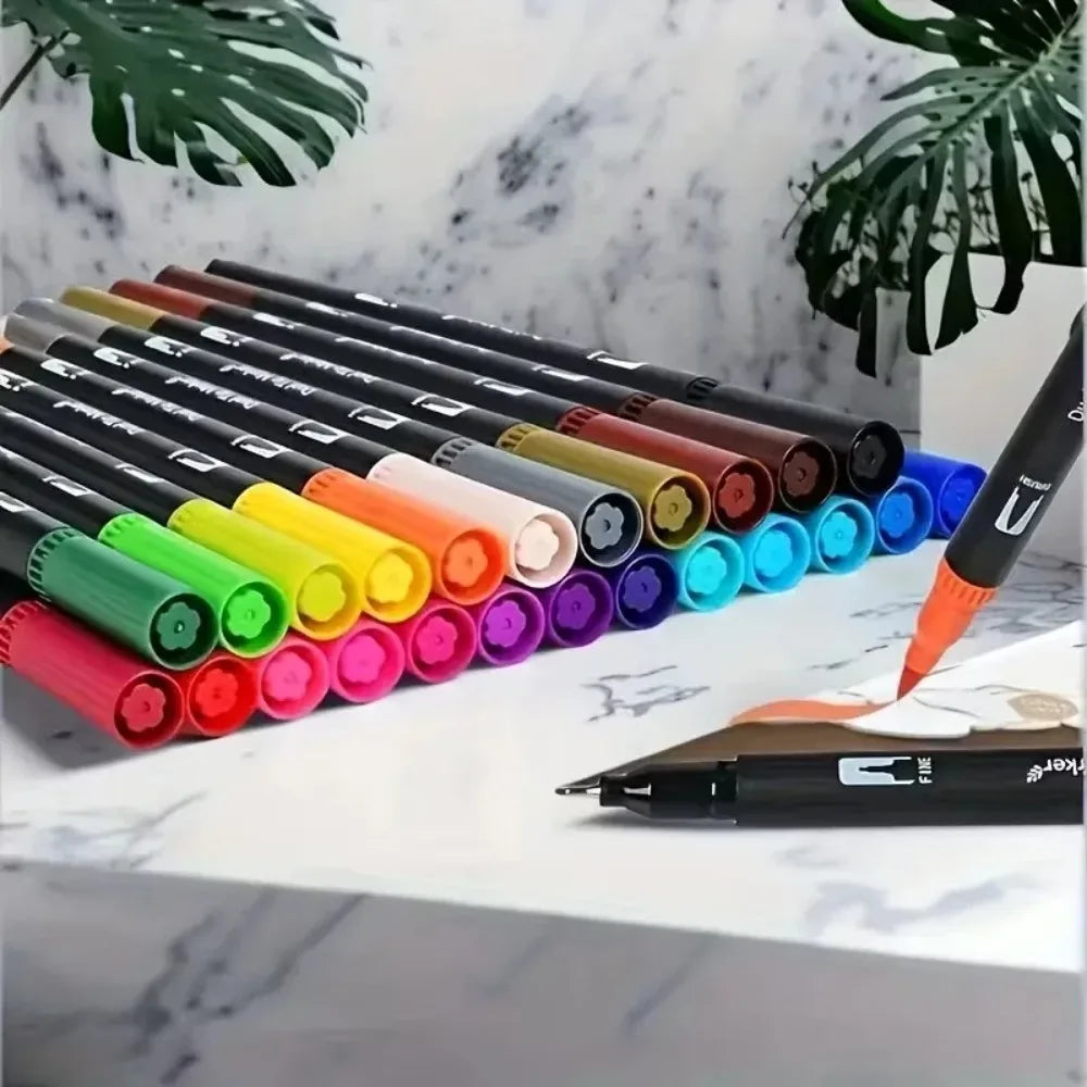 Juego de rotuladores de acuarela de doble punta Vitality - Materiales de arte para pintura y manualidades, con colores brillantes y plástico duradero