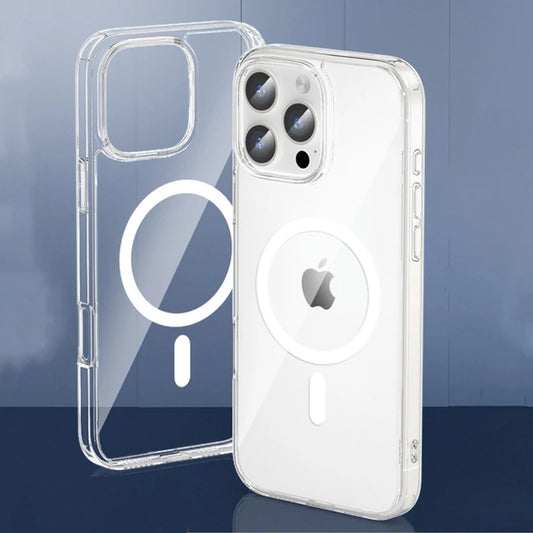 Funda de teléfono transparente magnética Original para Magsafe para iPhone 17 16 15 14 Plus 13 12 11 Pro Max cubierta trasera de carga inalámbrica